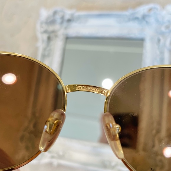 AUTHENTIC VERSACE Vintage Logo Dress Sunglasses MONOGRAM Medusa Glasses and Case - Picture 9 of 15